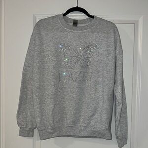 Hazel Gray Crewneck Sweater with Gems